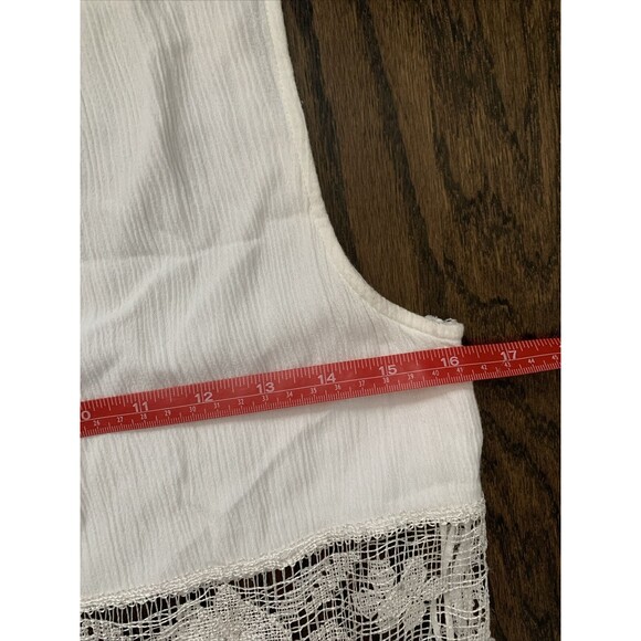 Free People Dress white a-line medium sleeveless tiered back tie crochet waist - Picture 10 of 14